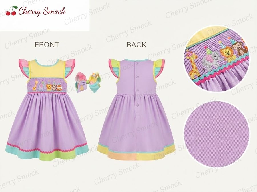 Cherrysmock Birthday Girls Hand-Smocked Dress – US Collection #G04 (CS-US-BDAY-G04)