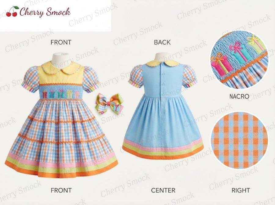 Cherrysmock Birthday Girls Hand-Smocked Dress – US Collection #G05 (CS-US-BDAY-G05)