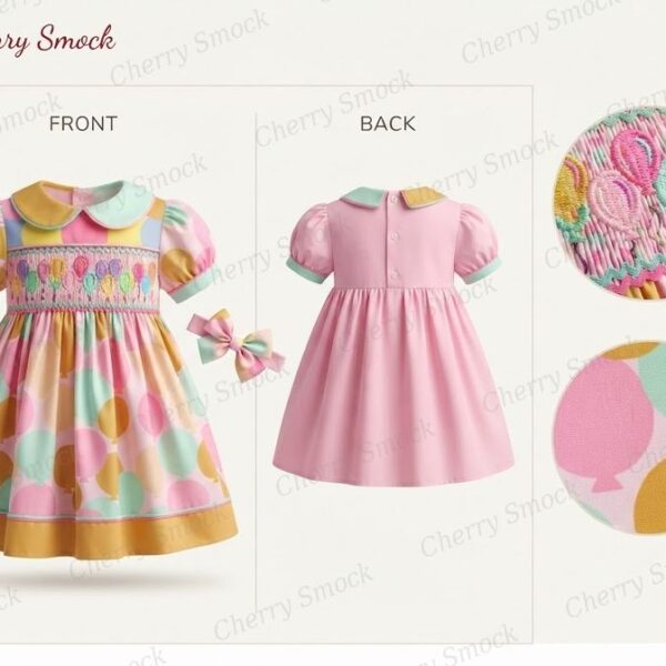 Cherrysmock Birthday Girls Hand-Smocked Dress – US Collection #G06 (CS-US-BDAY-G06)
