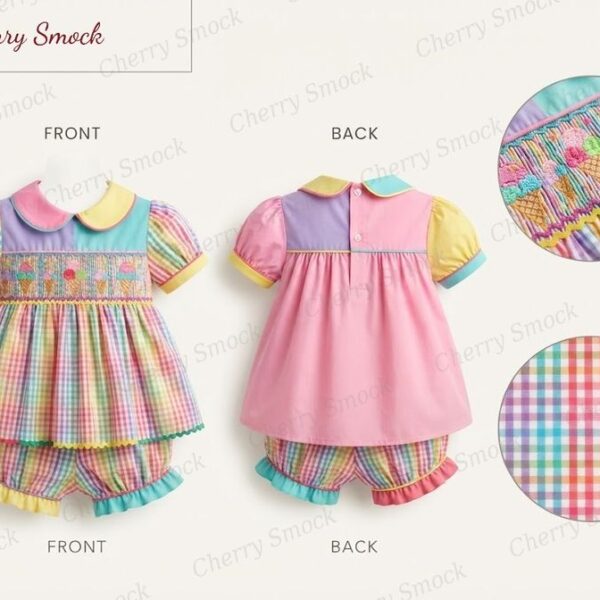 Cherrysmock Birthday Girls Hand-Smocked Dress – US Collection #G07 (CS-US-BDAY-G07)