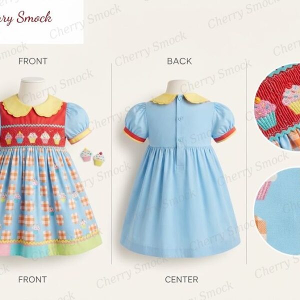 Cherrysmock Birthday Girls Hand-Smocked Dress – US Collection #G11 (CS-US-BDAY-G11)