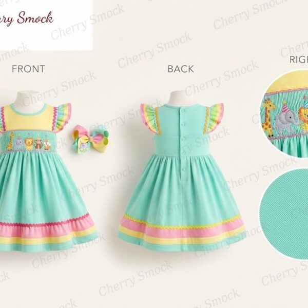 Cherrysmock Birthday Girls Hand-Smocked Dress – US Collection #G12 (CS-US-BDAY-G12)