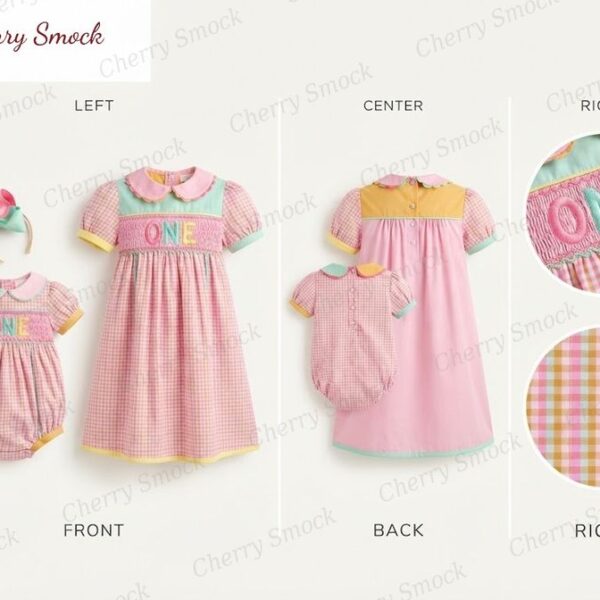 Cherrysmock Birthday Girls Hand-Smocked Dress – US Collection #G14 (CS-US-BDAY-G14)