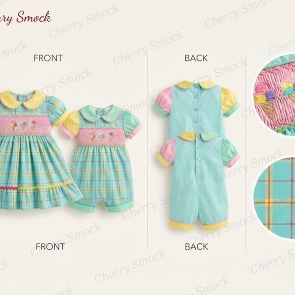 Cherrysmock Birthday Girls Hand-Smocked Dress – US Collection #G15 (CS-US-BDAY-G15)