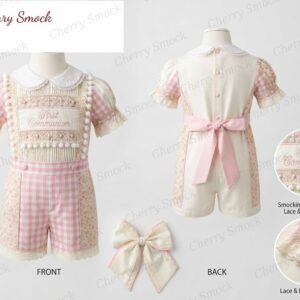 Cherrysmock Christening & Baptism Boys Hand-Smocked Romper Set – US Collection #B05 (CS-US-CHRISTENING-B05)