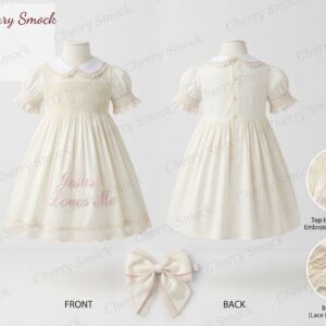 Cherrysmock Christening & Baptism Girls Hand-Smocked Dress – US Collection #G02 (CS-US-CHRISTENING-G02)