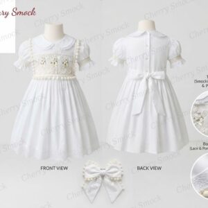 Cherrysmock Christening & Baptism Girls Hand-Smocked Dress – US Collection #G07 (CS-US-CHRISTENING-G07)