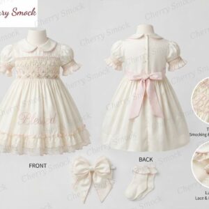 Cherrysmock Christening & Baptism Girls Hand-Smocked Dress – US Collection #G08 (CS-US-CHRISTENING-G08)