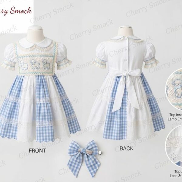 Cherrysmock Christening & Baptism Girls Hand-Smocked Dress – US Collection #G09 (CS-US-CHRISTENING-G09)