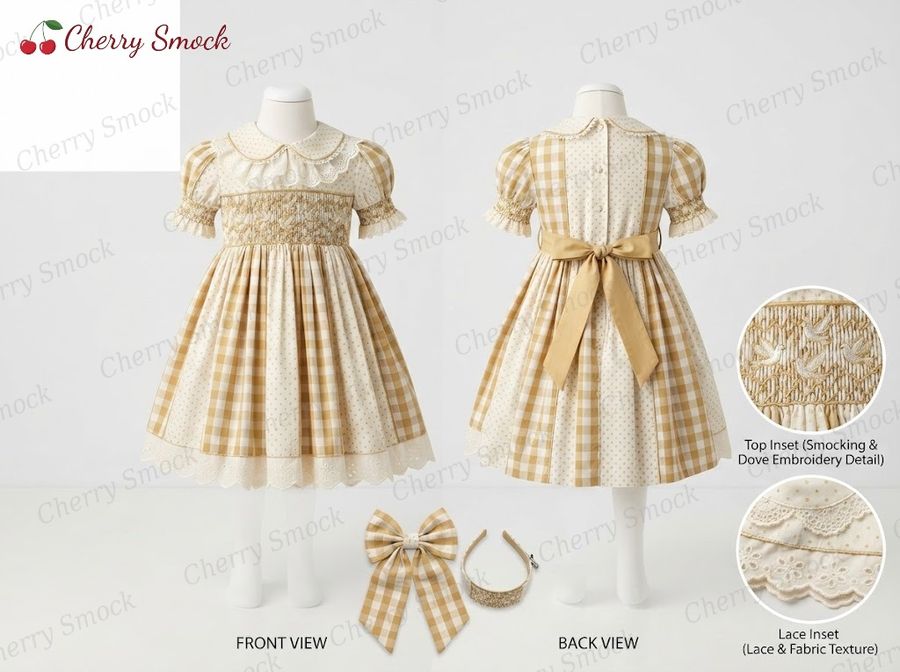 Cherrysmock Christening & Baptism Girls Hand-Smocked Dress – US Collection #G10 (CS-US-CHRISTENING-G10)