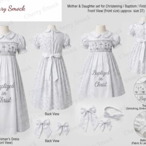 Cherrysmock Christening & Baptism Girls Hand-Smocked Dress – US Collection #G11 (CS-US-CHRISTENING-G11)