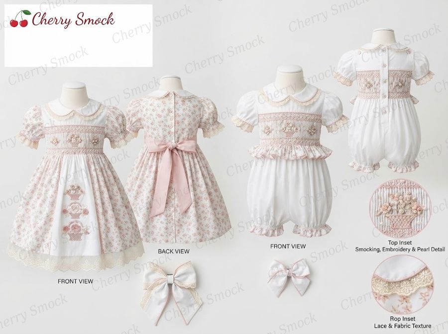 Cherrysmock Christening & Baptism Girls Hand-Smocked Dress – US Collection #G12 (CS-US-CHRISTENING-G12)
