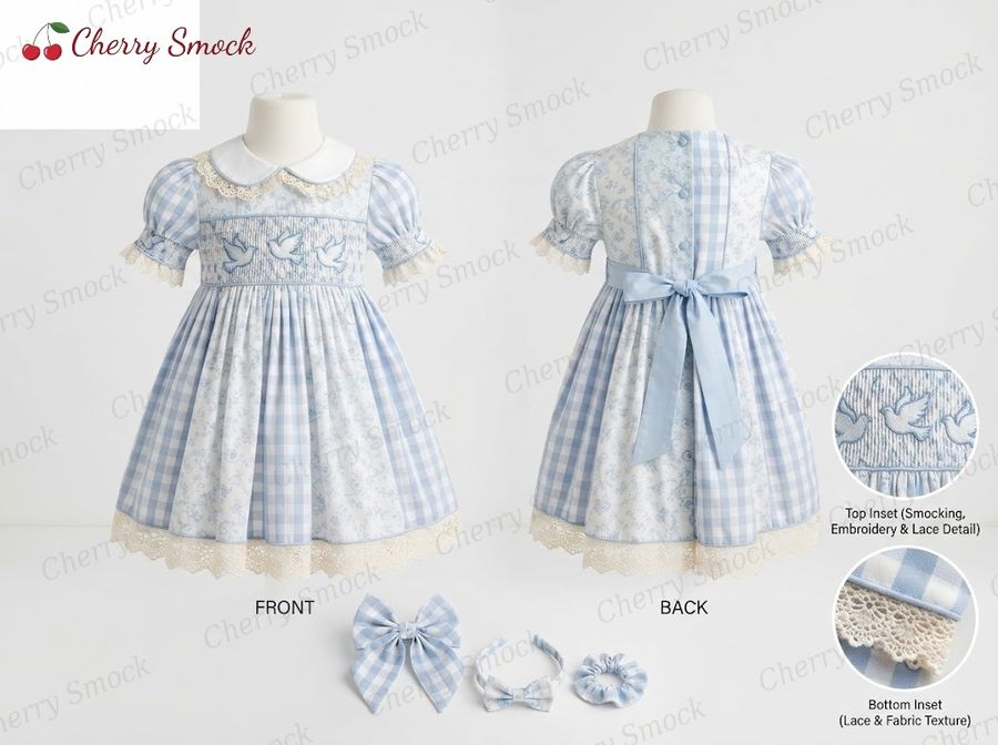 Cherrysmock Christening & Baptism Girls Hand-Smocked Dress – US Collection #G15 (CS-US-CHRISTENING-G15)