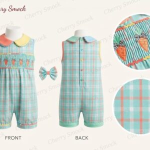 Cherrysmock Easter Boys Hand-Smocked Romper Set – US Collection #B01 (CS-US-EASTER-B01)