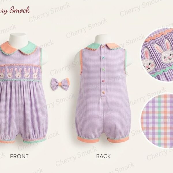 Cherrysmock Easter Boys Hand-Smocked Romper Set – US Collection #B02 (CS-US-EASTER-B02)