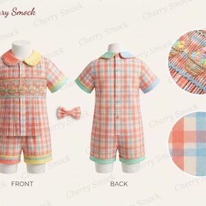 Cherrysmock Easter Boys Hand-Smocked Romper Set – US Collection #B04 (CS-US-EASTER-B04)
