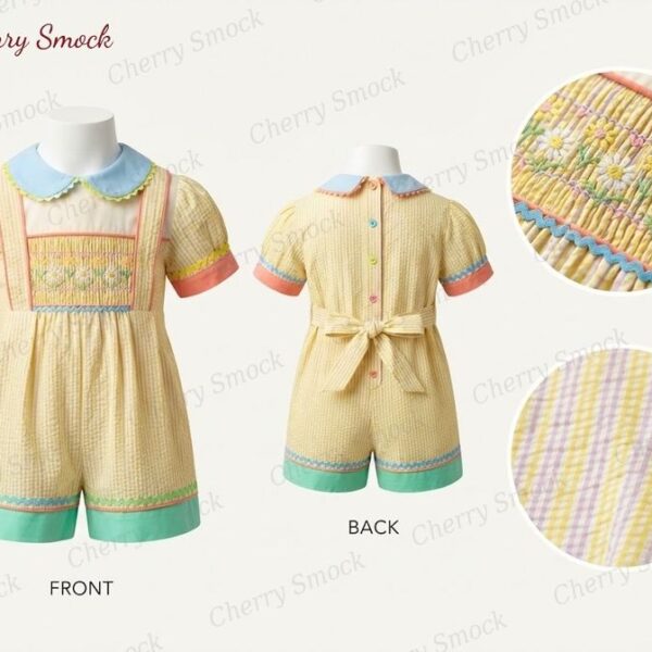 Cherrysmock Easter Boys Hand-Smocked Romper Set – US Collection #B05 (CS-US-EASTER-B05)