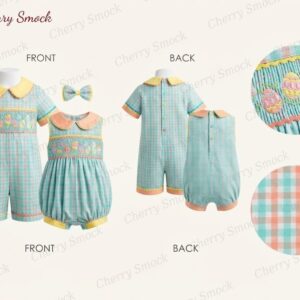 Cherrysmock Easter Boys Hand-Smocked Romper Set – US Collection #B07 (CS-US-EASTER-B07)