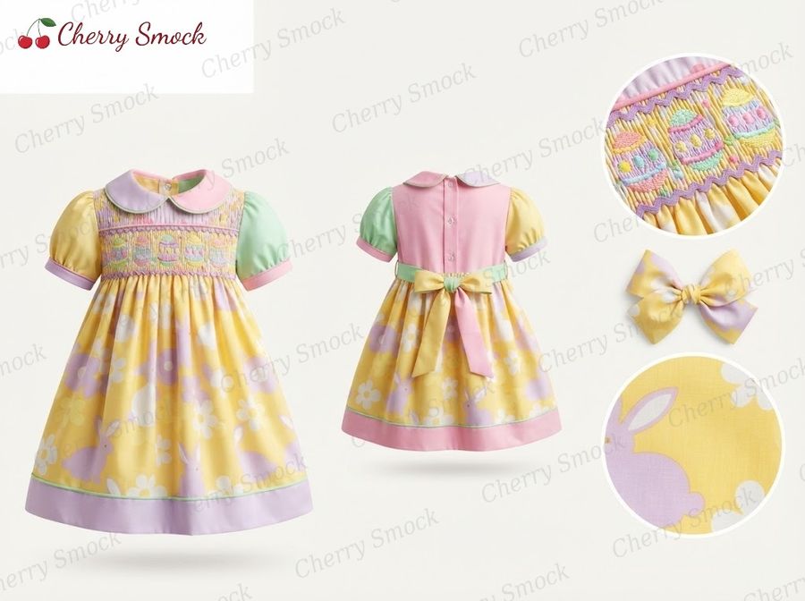Cherrysmock Easter Girls Hand-Smocked Dress – US Collection #G02 (CS-US-EASTER-G02)