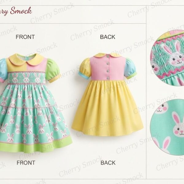 Cherrysmock Easter Girls Hand-Smocked Dress – US Collection #G05 (CS-US-EASTER-G05)