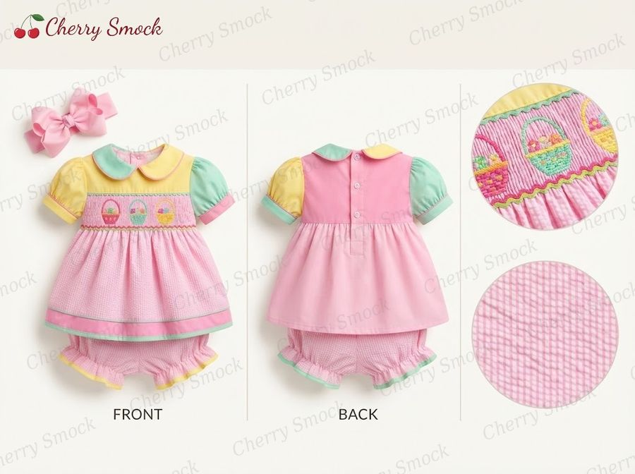 Cherrysmock Easter Girls Hand-Smocked Dress – US Collection #G07 (CS-US-EASTER-G07)