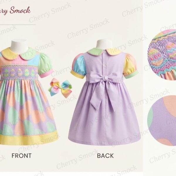 Cherrysmock Easter Girls Hand-Smocked Dress – US Collection #G10 (CS-US-EASTER-G10)