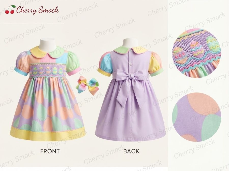 Cherrysmock Easter Girls Hand-Smocked Dress – US Collection #G10 (CS-US-EASTER-G10)