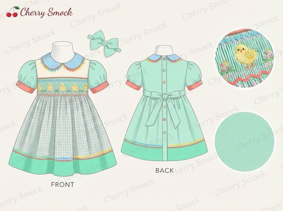 Cherrysmock Easter Girls Hand-Smocked Dress – US Collection #G11 (CS-US-EASTER-G11)