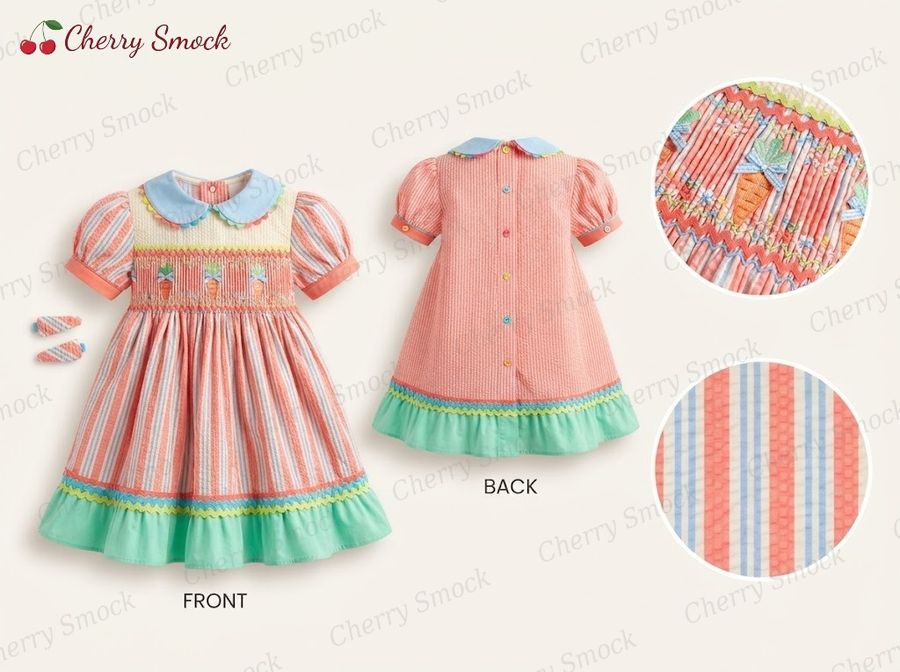 Cherrysmock Easter Girls Hand-Smocked Dress – US Collection #G12 (CS-US-EASTER-G12)