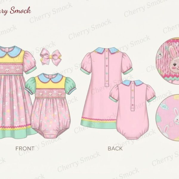 Cherrysmock Easter Girls Hand-Smocked Dress – US Collection #G13 (CS-US-EASTER-G13)