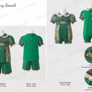 Cherrysmock Mardi Gras Boys Hand-Smocked Romper Set – US Collection #B06 (CS-US-MARDIGRAS-B06)