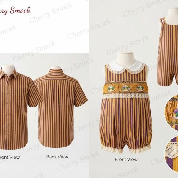 Cherrysmock Mardi Gras Boys Hand-Smocked Romper Set – US Collection #B07 (CS-US-MARDIGRAS-B07)