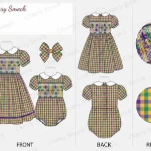 Cherrysmock Mardi Gras Girls Hand-Smocked Dress – US Collection #G13 (CS-US-MARDIGRAS-G13)