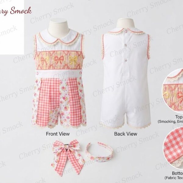 Cherrysmock Mother’s Day Boys Hand-Smocked Romper Set – US Collection #B01 (CS-US-MOTHERSDAY-B01)