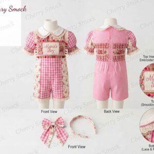 Cherrysmock Mother’s Day Boys Hand-Smocked Romper Set – US Collection #B02 (CS-US-MOTHERSDAY-B02)