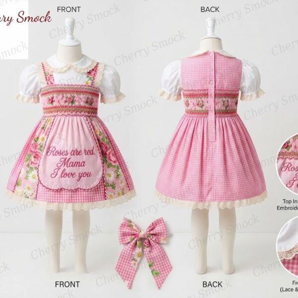 Cherrysmock Mother’s Day Girls Hand-Smocked Dress – US Collection #G05 (CS-US-MOTHERSDAY-G05)