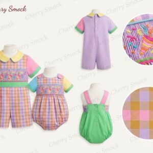 Cherrysmock New Year Boys Hand-Smocked Romper Set – US Collection #B07 (CS-US-NEWYEAR-B07)