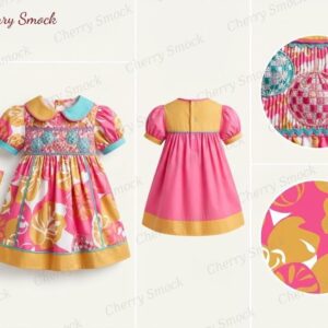Cherrysmock New Year Girls Hand-Smocked Dress – US Collection #G01 (CS-US-NEWYEAR-G01)