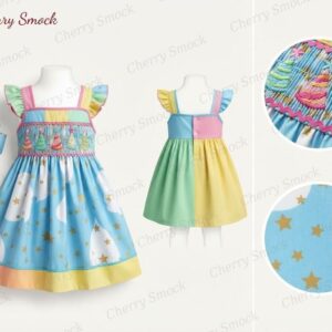 Cherrysmock New Year Girls Hand-Smocked Dress – US Collection #G04 (CS-US-NEWYEAR-G04)