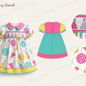 Cherrysmock New Year Girls Hand-Smocked Dress – US Collection #G06 (CS-US-NEWYEAR-G06)