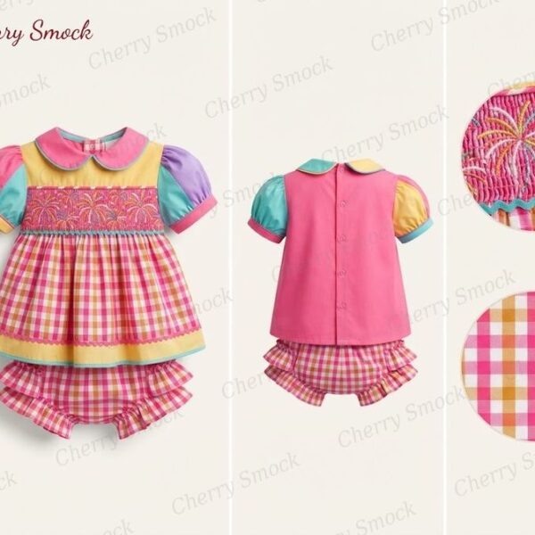 Cherrysmock New Year Girls Hand-Smocked Dress – US Collection #G07 (CS-US-NEWYEAR-G07)