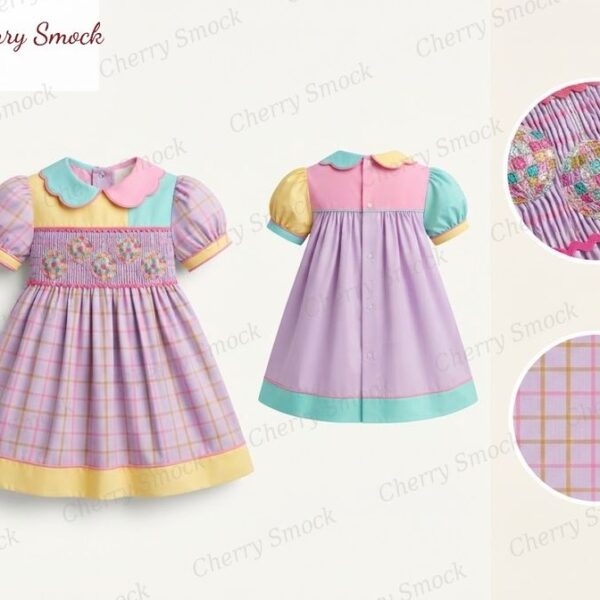 Cherrysmock New Year Girls Hand-Smocked Dress – US Collection #G09 (CS-US-NEWYEAR-G09)