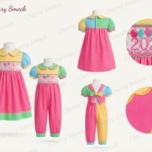 Cherrysmock New Year Girls Hand-Smocked Dress – US Collection #G13 (CS-US-NEWYEAR-G13)