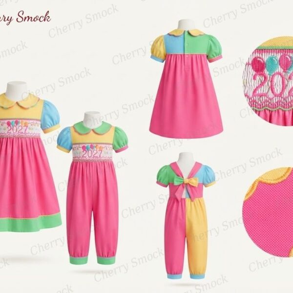 Cherrysmock New Year Girls Hand-Smocked Dress – US Collection #G13 (CS-US-NEWYEAR-G13)