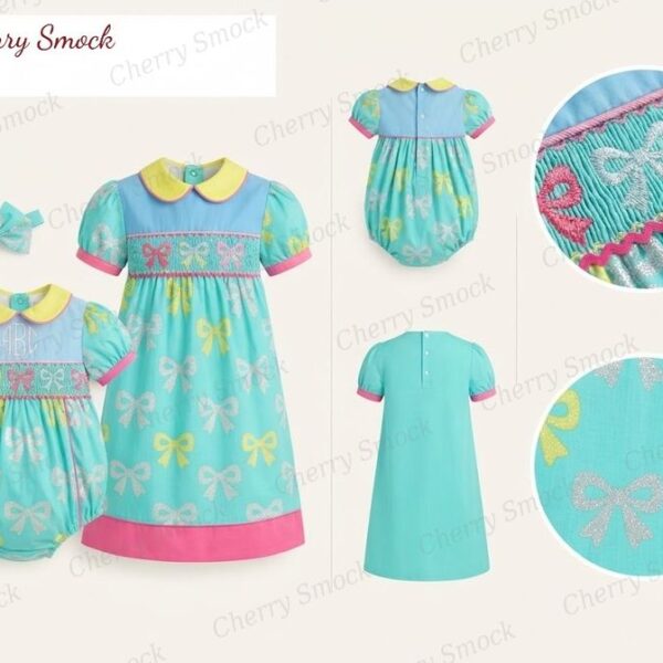 Cherrysmock New Year Girls Hand-Smocked Dress – US Collection #G14 (CS-US-NEWYEAR-G14)