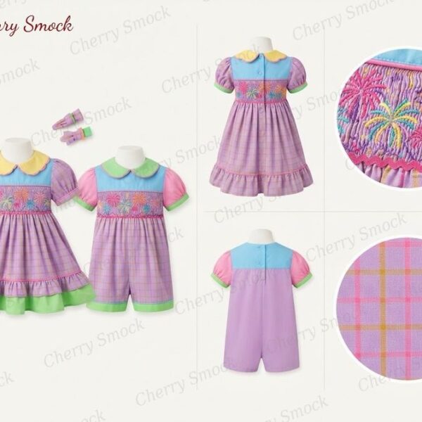 Cherrysmock New Year Girls Hand-Smocked Dress – US Collection #G15 (CS-US-NEWYEAR-G15)