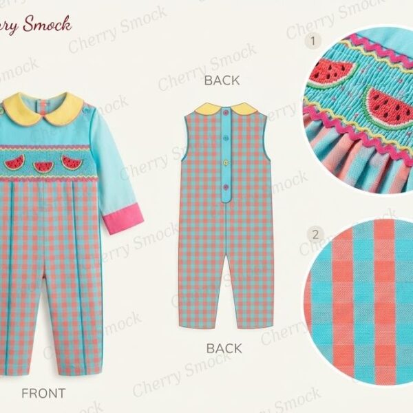 Cherrysmock Spring Boys Hand-Smocked Romper Set – US Collection #B03 (CS-US-SPRING-B03)