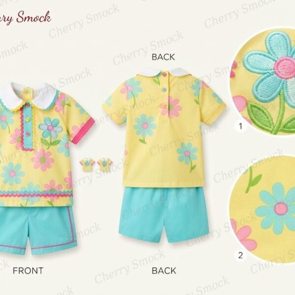 Cherrysmock Spring Boys Hand-Smocked Romper Set – US Collection #B06 (CS-US-SPRING-B06)