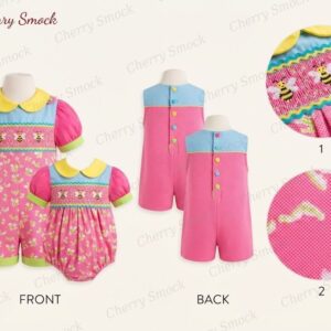 Cherrysmock Spring Boys Hand-Smocked Romper Set – US Collection #B07 (CS-US-SPRING-B07)