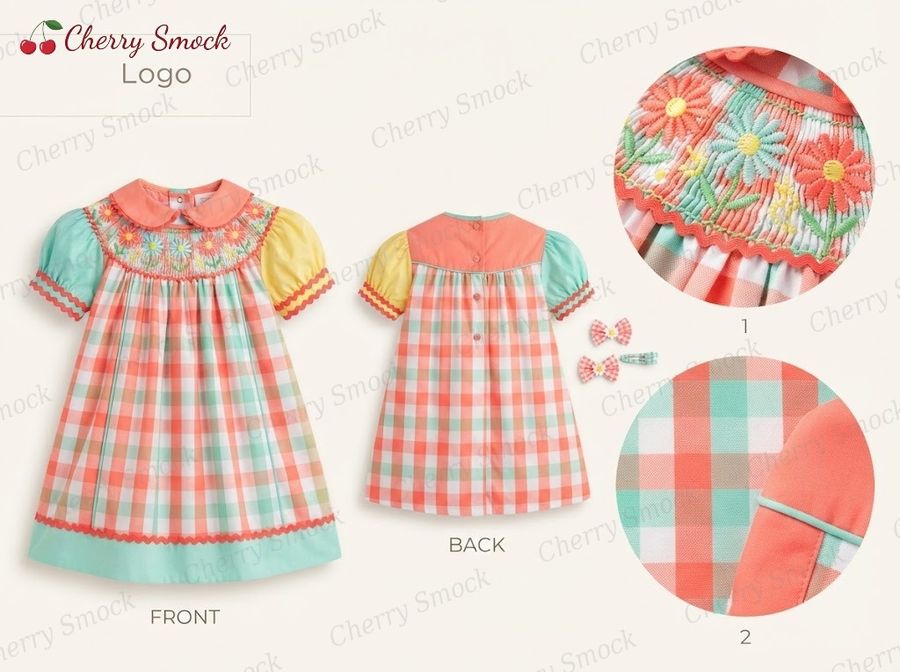 Cherrysmock Spring Girls Hand-Smocked Dress – US Collection #G03 (CS-US-SPRING-G03)